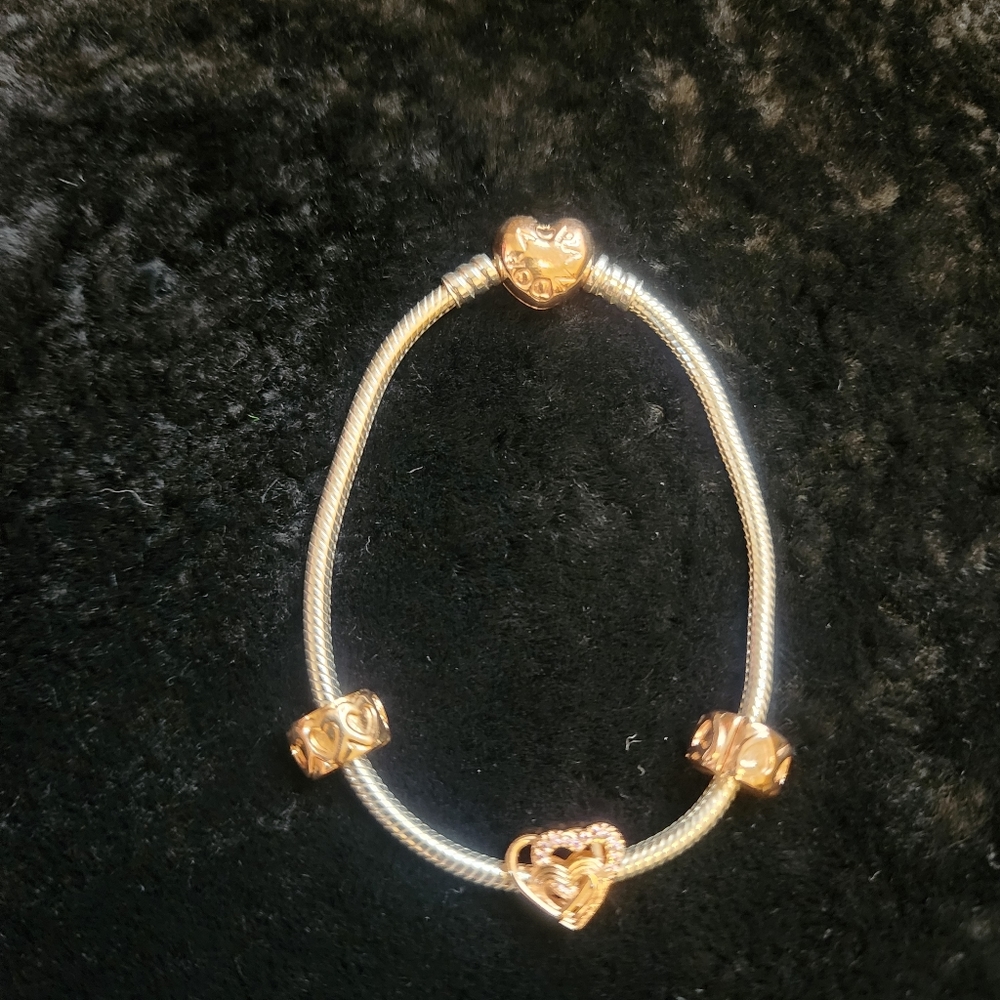 Pandora Rose Gold Hearts Pandora Charm Bracelet